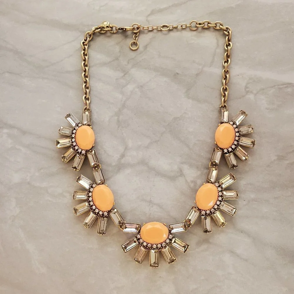 🧡 J.Crew Antique Rhinestones Crystal Pave Cluster Burst Statement Necklace 🧡 - Picture 1 of 16